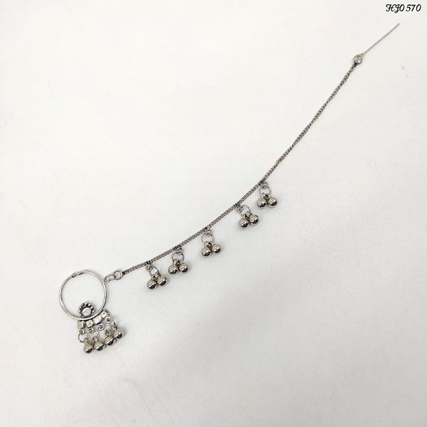 Heera Jewellers Oxidised Silver Plated Nose Ring - HJACC174