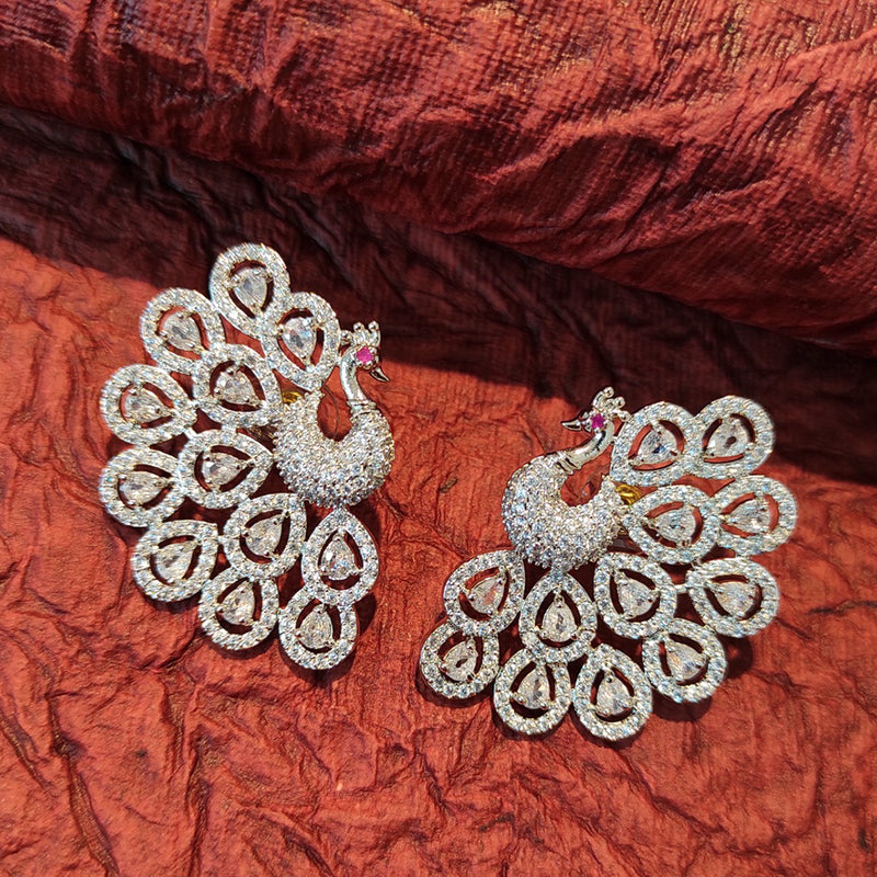 Silver Color American Diamond Earrings (ADE493SLV)