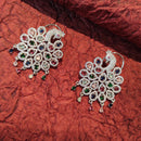 Heera Jewellers Silver Plated Peacock Design American Diamond Earrings