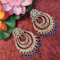 Heera Jewellers Gold Plated Kundan & Beads Dangler Earrings