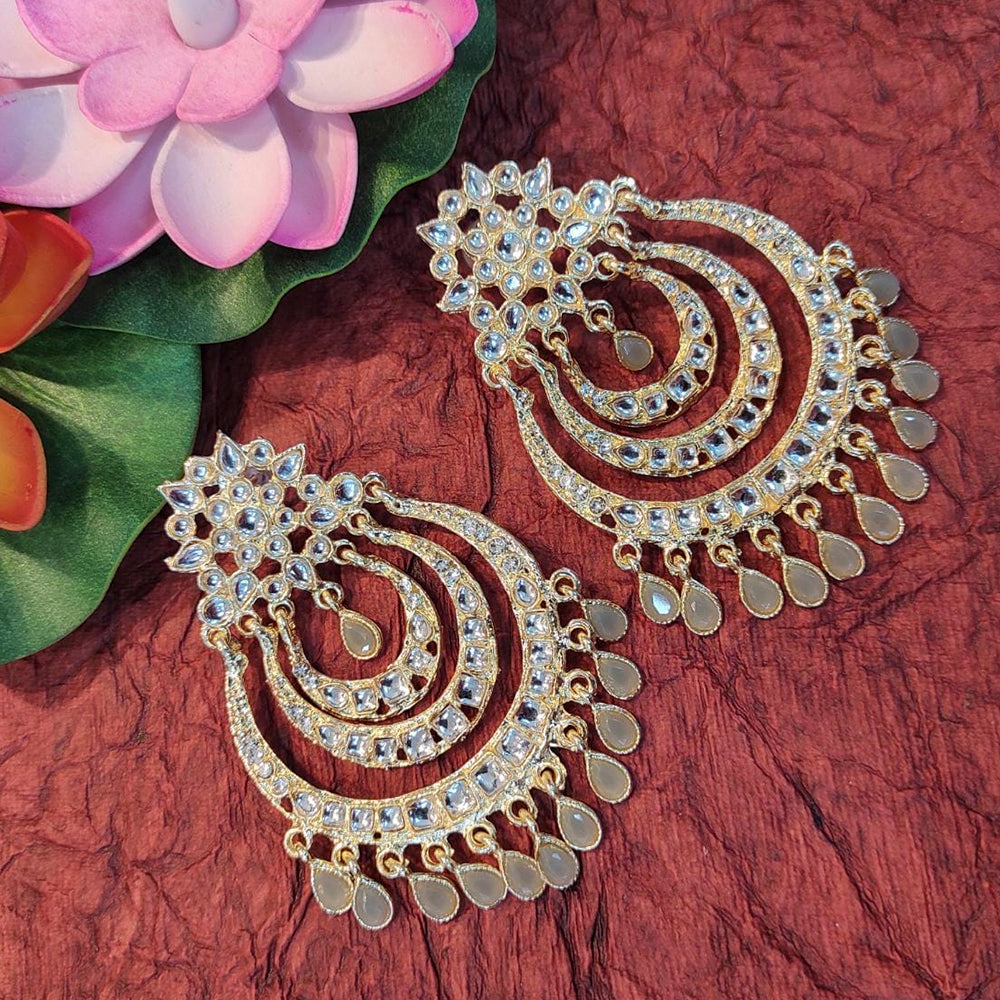 Heera Jewellers Gold Plated Kundan & Beads Dangler Earrings