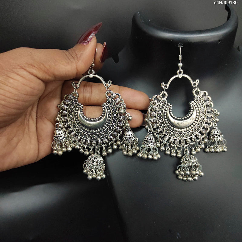Heera Jewellers Oxidized Plated Jhumki Earrings - HJEar75