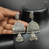 Heera Jewellers Oxidized Plated Jhumki Earrings - HJEar76