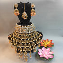 Heera Jewellers Gold Plated Kundan & Beads Designer Choker Necklace Set With Maangtikka