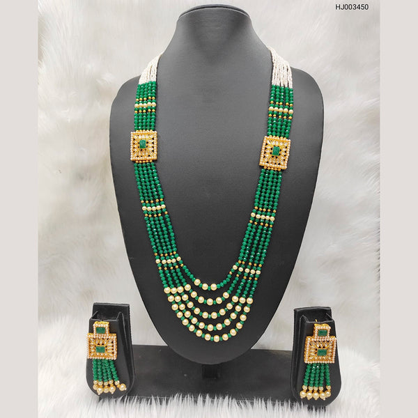 Heera Jewellers Gold Plated Pearl Multi Layer Long Necklace Set