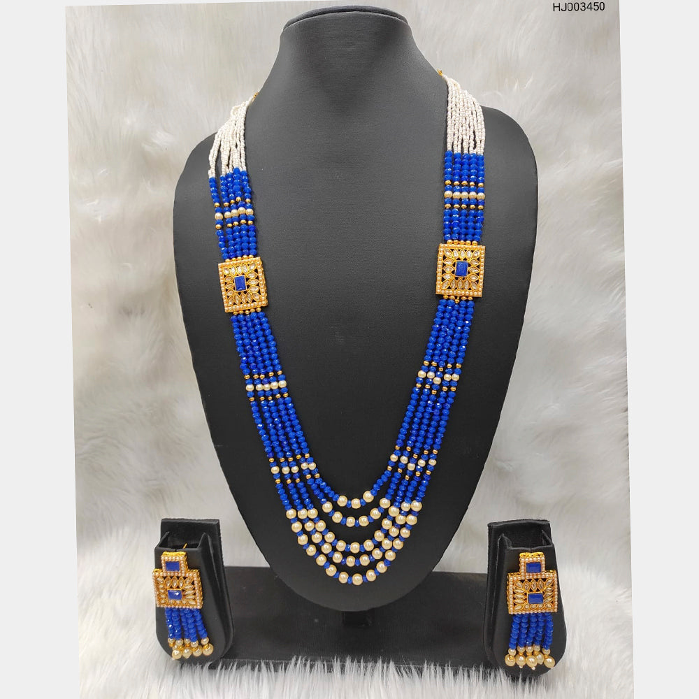 Heera Jewellers Gold Plated Pearl Multi Layer Long Necklace Set