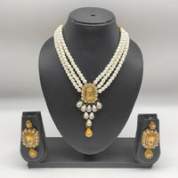 Heera Jewellers Gold Plated Crystal Stone & Pearl Long Haram Necklace Set