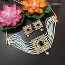 Heera Jewellers Gold Plated Kundan & Crystal Pearl Choker Necklace Set