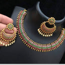 Heera Jewellers Gold Plated Pota Stone Choker Necklace Set