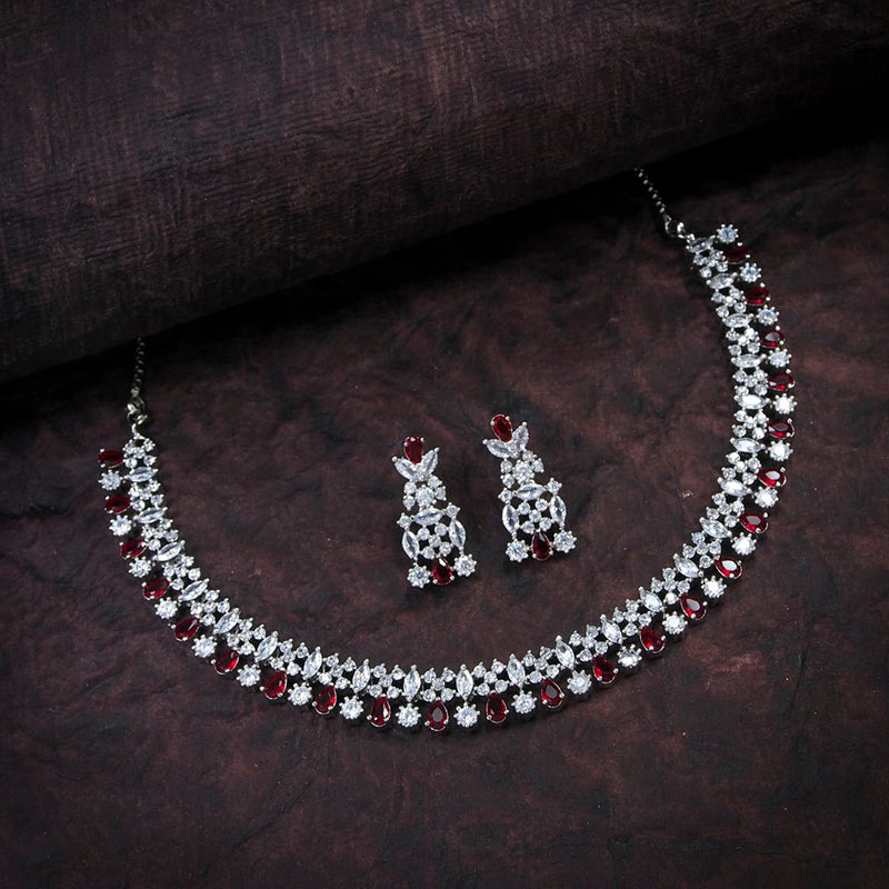 Heera Jewellers American Diamond Stylish Fancy Necklace Set