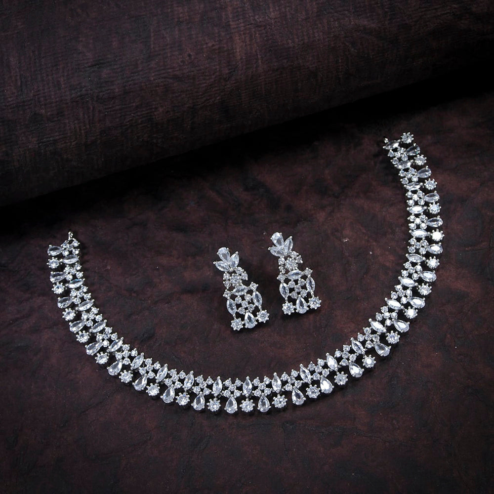 Heera Jewellers American Diamond Stylish Fancy Necklace Set