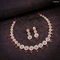 Heera Jewellers Rose Gold Plated American Diamond Necklace Set