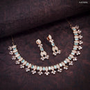 Heera Jewellers Gold Plated American Diamond Necklace Set