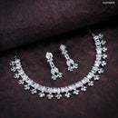 Heera Jewellers Silver Plated American Diamond Necklace Set