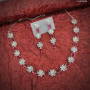 Heera Jewellers Silver Plated American Diamond Necklace Set