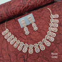 Heera Jewellers Gold Plated American Diamond Necklace Set