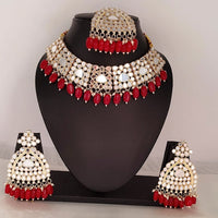 Heera Jewellers Gold Plated Mirror & Beads Choker Necklace Set With Maangtikka