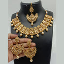 Heera Jewellers Gold Plated Pota & Kundan Stone Choker Necklace Set