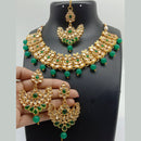 Heera Jewellers Gold Plated Pota & Kundan Stone Choker Necklace Set