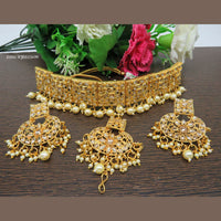 Heera Jewellers Gold Plated Kundan Stone & Beads Necklace Set