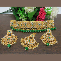 Heera Jewellers Gold Plated Kundan Stone & Beads Necklace Set