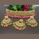 Heera Jewellers Gold Plated Kundan Stone & Beads Necklace Set