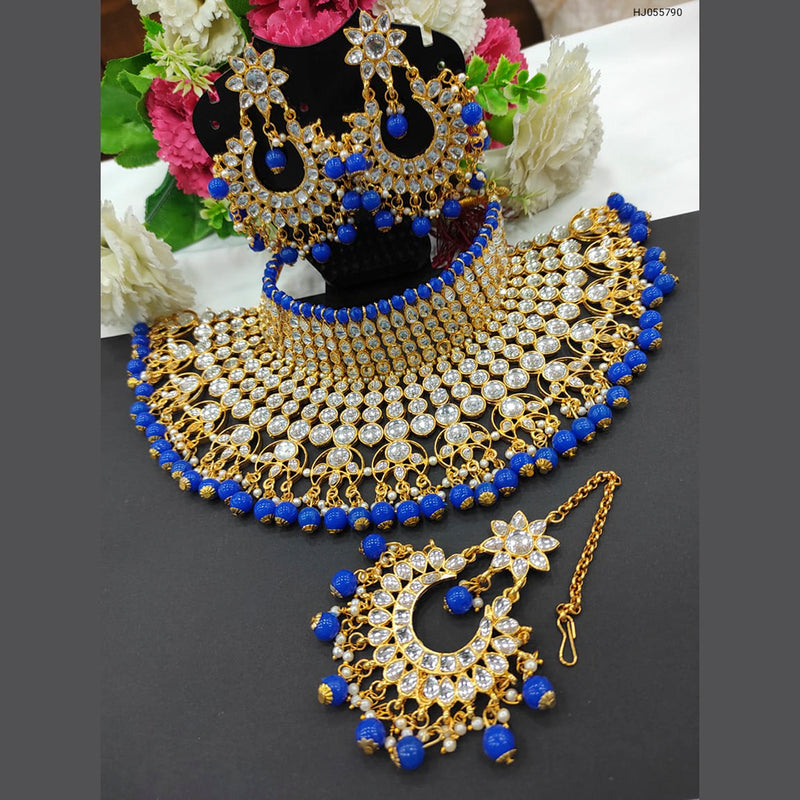 Heera Jewellers Gold Plated Crystal Stone & Beads Designer Choker Neck