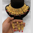 Heera Jewellers Gold Plated Kundan Stone & Beads Designer Choker Necklace Set