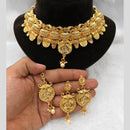 Heera Jewellers Gold Plated Kundan Stone & Beads Designer Choker Necklace Set