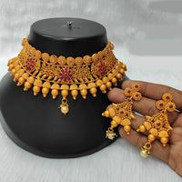 Heera Jewellers Gold Plated Kundan Stone Designer Choker Necklace Set