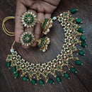 Heera Jewellers Gold Plated Kundan Stone & Beads Designer Choker Necklace Set