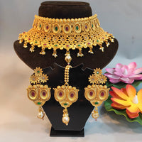 Heera Jewellers Gold Plated Ad Stone Designer Choker Necklace Set