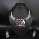 Heera Jewellers Mirror Oxidised Navratri Special Necklace Set