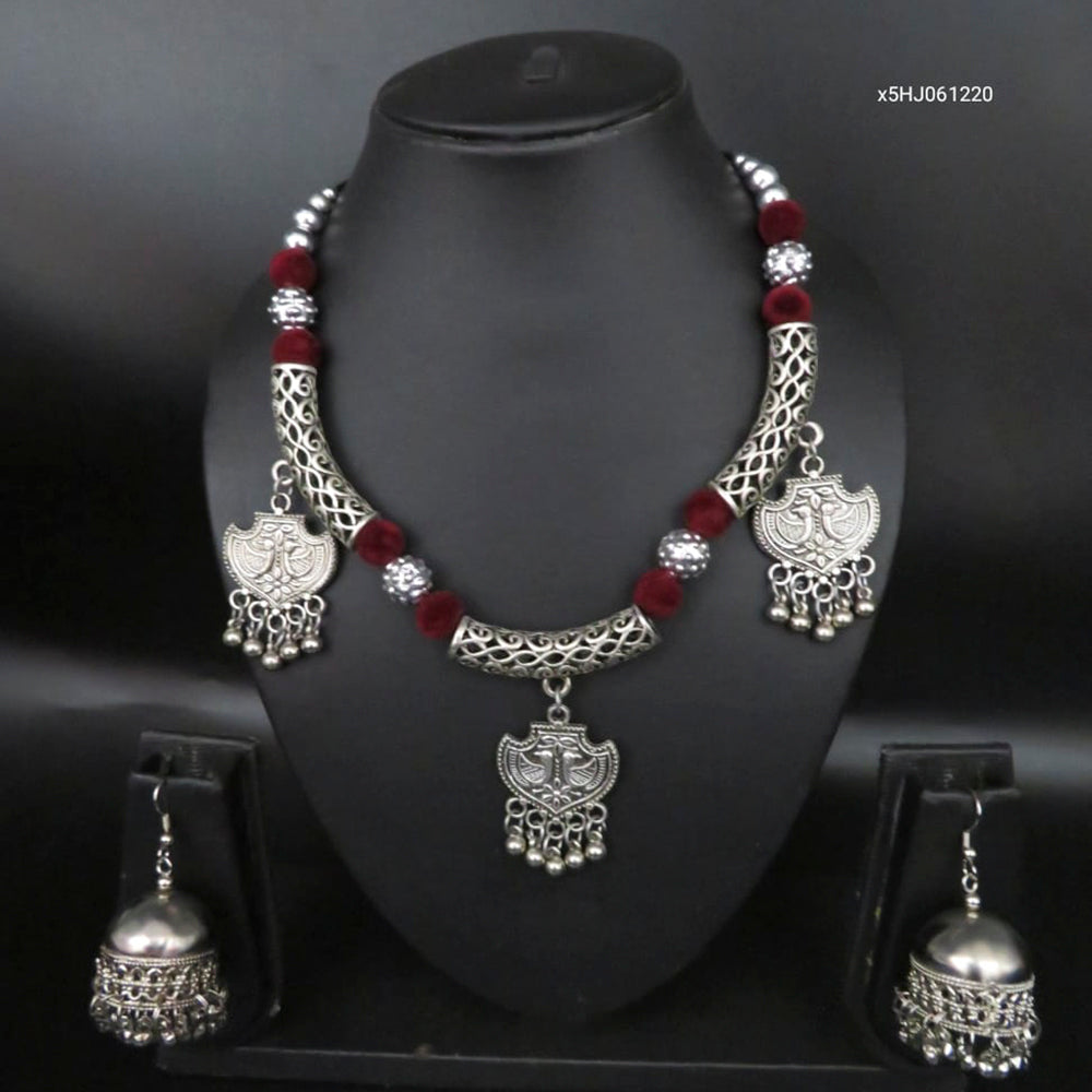 Heera Jewellers Navratri Special Oxidised  Thread Necklace Set