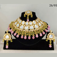 Heera Jewellers Gold Plated Kundan & Beads Designer Choker Necklace Set