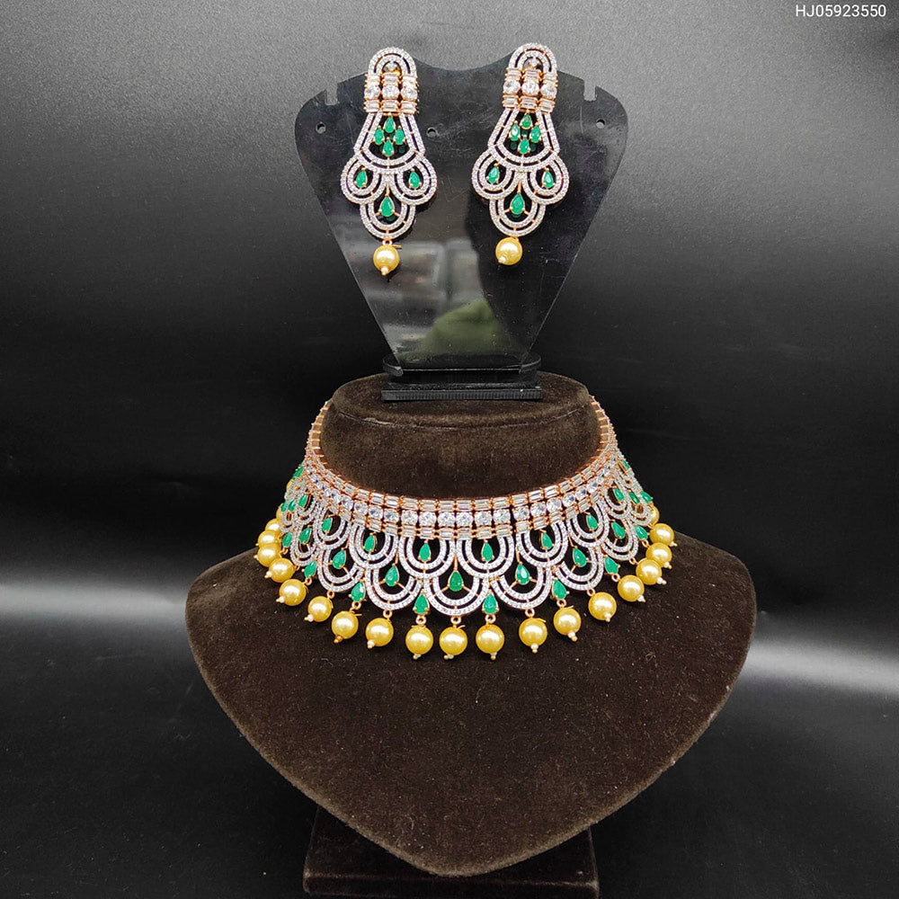 Heera Jewellers American Diamond Stylish Fancy Necklace Set