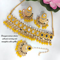 Heera Jewellers Gold Plated Mirror & Beads Necklace Set