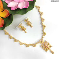 Heera Jewellers Gold Plated American Diamond Necklace Set