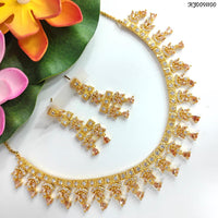 Heera Jewellers Gold Plated AD Stone Necklace Set