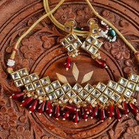 Heera Jewellers Gold Plated Kundan Stone Necklace Set