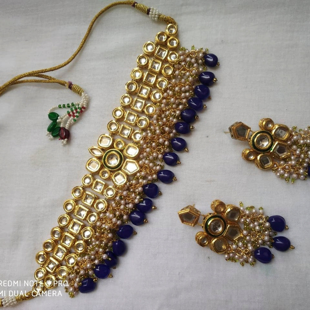 Heera Jewellers Gold Plated Kundan Stone & Pearl Necklace Set