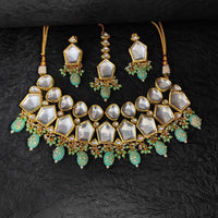 Heera Jewellers Gold Plated Kundan Stone & Beads Necklace Set