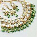 Heera Jewellers Gold Plated Kundan Stone & Beads Choker Necklace Set