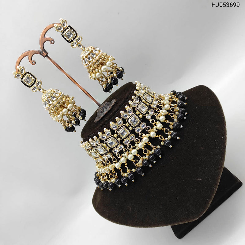 Heera Jewellers Gold Plated Kundan Stone & Beads Necklace Set