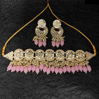 Heera Jewellers Gold Plated Mirror  & Beads Necklace Set