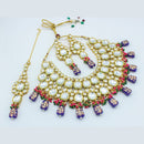 Heera Jewellers Gold Plated Kundan Stone & Beads Choker Necklace Set