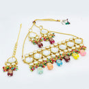 Heera Jewellers Gold Plated Kundan Stone & Beads Choker Necklace Set