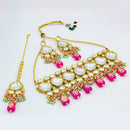 Heera Jewellers Gold Plated Kundan Stone & Beads Choker Necklace Set