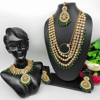 Heera Jewellers Gold Plated Kundan Stone & Beads Bridal Set