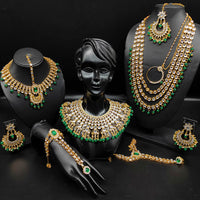 Heera Jewellers Gold Plated Kundan Stone & Beads Bridal Set